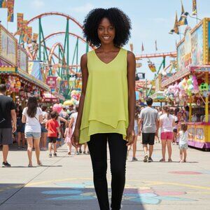 Joseph Ribkoff Yellow Layered Sleeveless Blouse